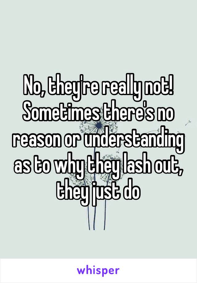 No, they're really not! Sometimes there's no reason or understanding as to why they lash out, they just do