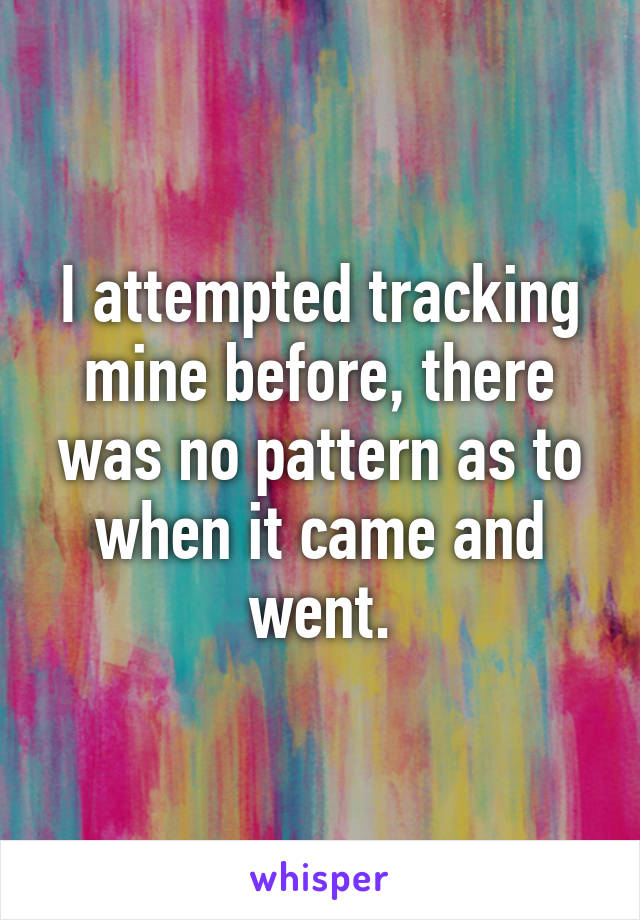 I attempted tracking mine before, there was no pattern as to when it came and went.