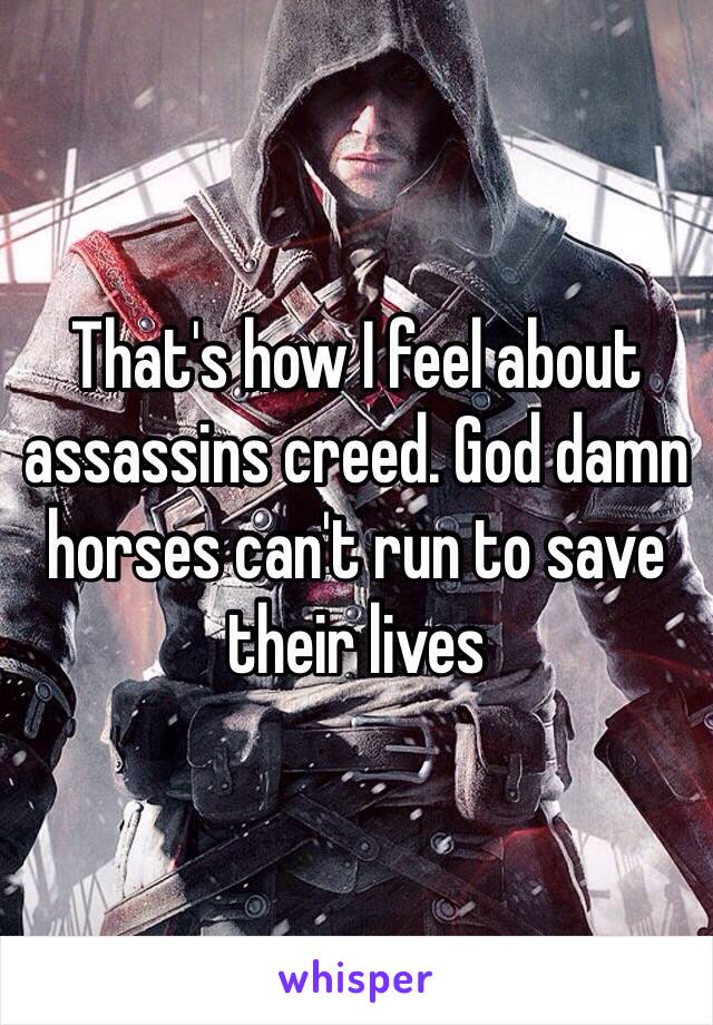 That's how I feel about assassins creed. God damn horses can't run to save their lives 