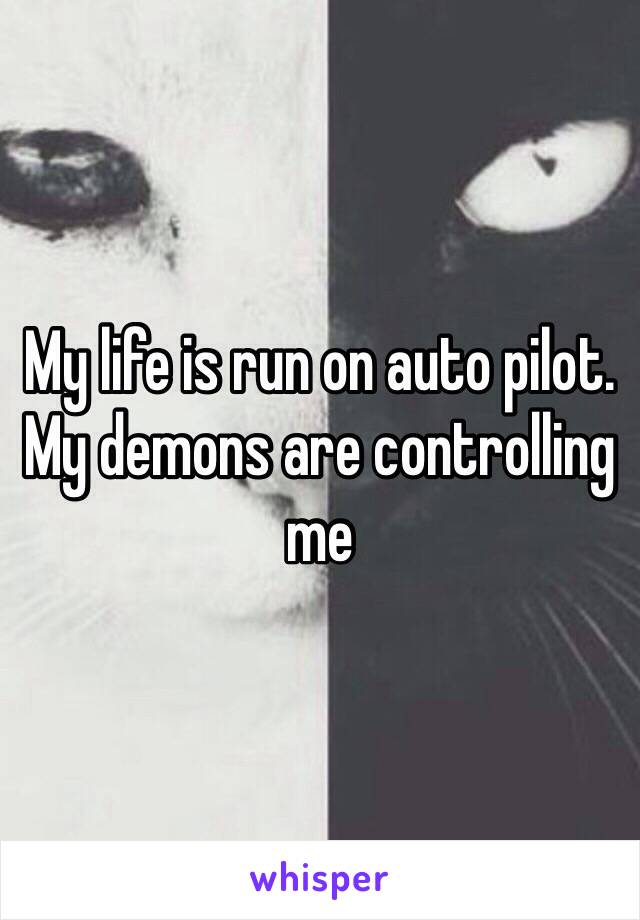 My life is run on auto pilot. My demons are controlling me