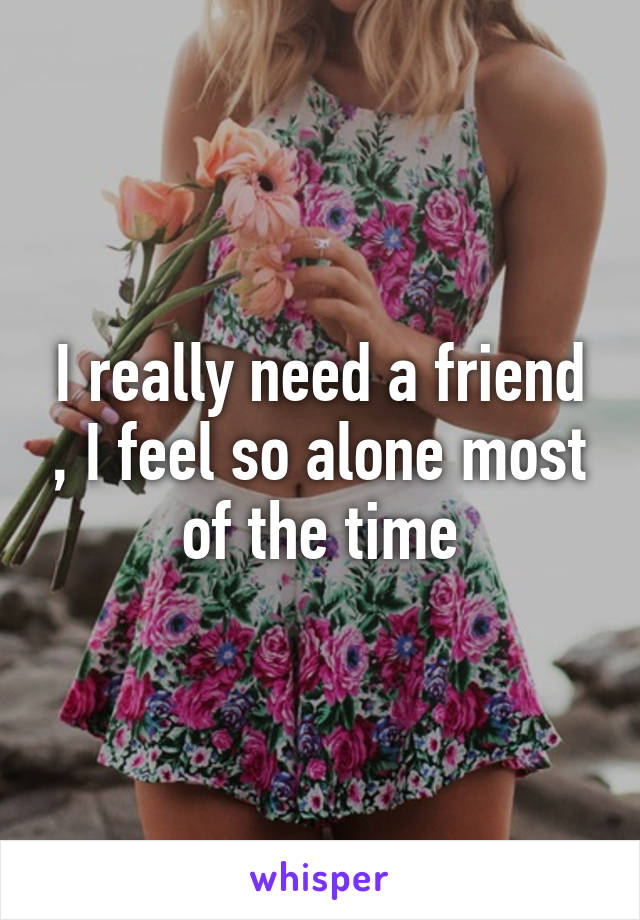 I really need a friend , I feel so alone most of the time