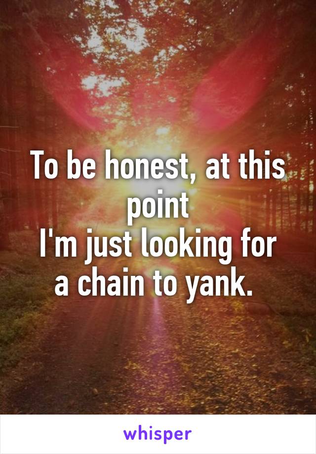 To be honest, at this point
I'm just looking for a chain to yank. 