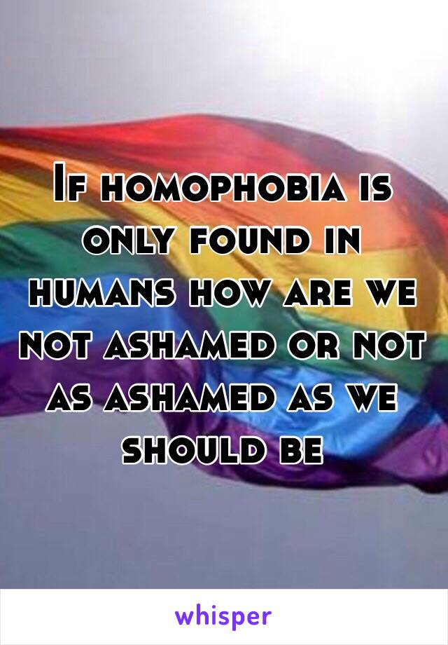 If homophobia is only found in humans how are we not ashamed or not as ashamed as we should be