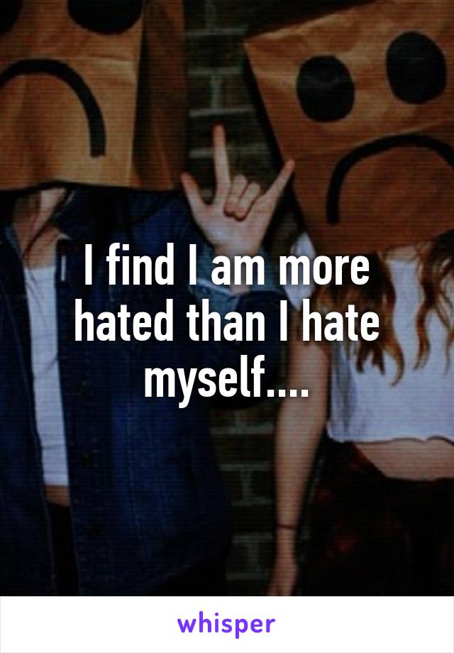 I find I am more hated than I hate myself....