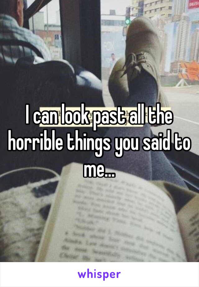 I can look past all the horrible things you said to me...