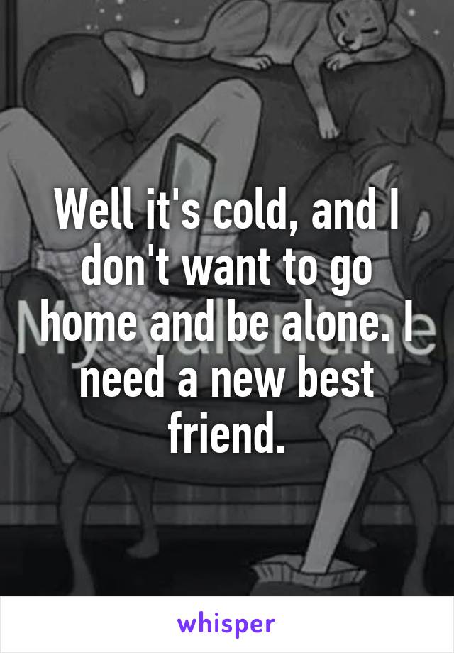 Well it's cold, and I don't want to go home and be alone. I need a new best friend.