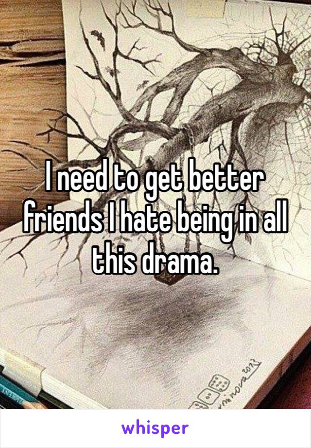 I need to get better friends I hate being in all this drama. 