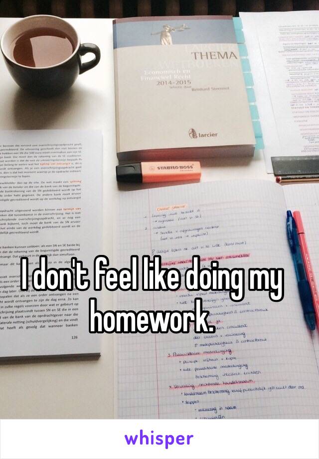 I don't feel like doing my homework. 