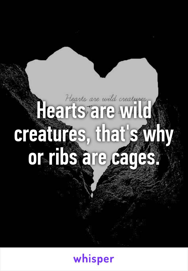 Hearts are wild creatures, that's why or ribs are cages.