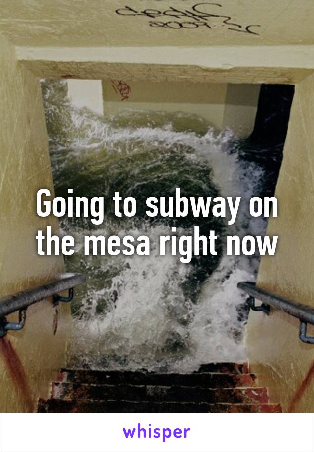 Going to subway on the mesa right now