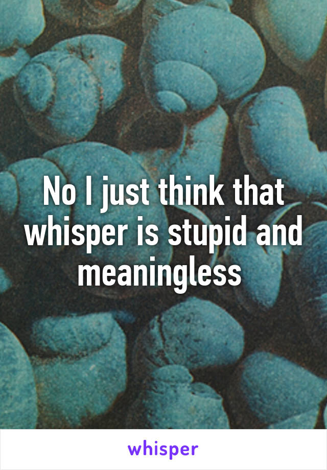 No I just think that whisper is stupid and meaningless 