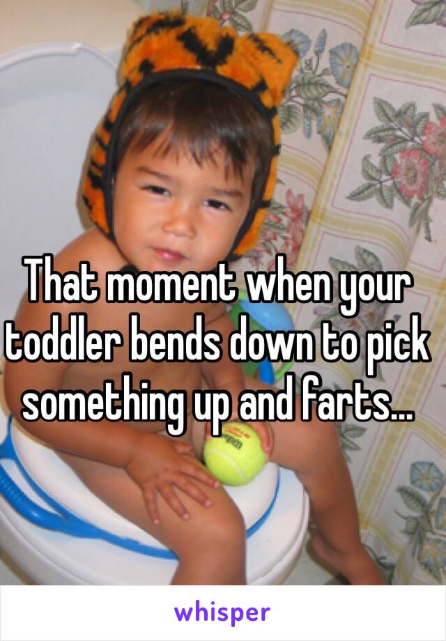 That moment when your toddler bends down to pick something up and farts...