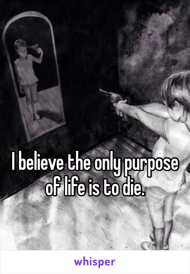 I believe the only purpose of life is to die. 