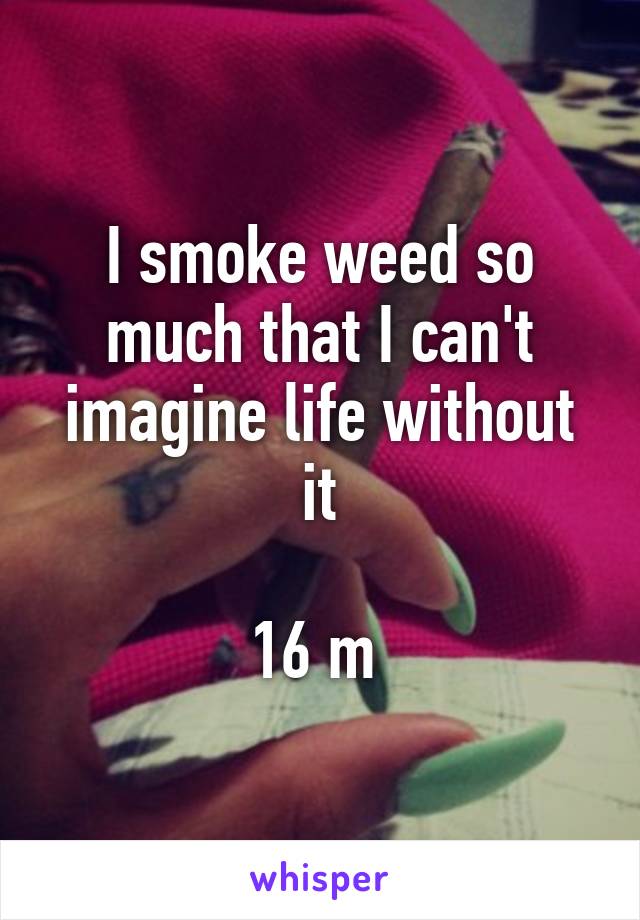 I smoke weed so much that I can't imagine life without it

16 m 