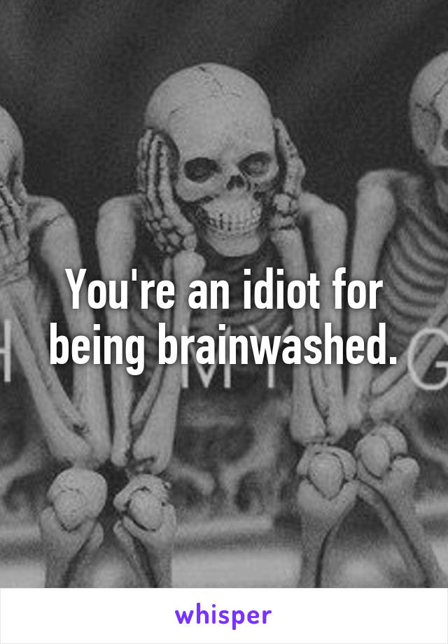 You're an idiot for being brainwashed.