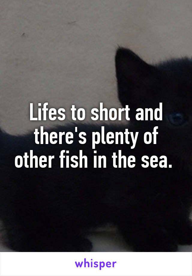 Lifes to short and there's plenty of other fish in the sea. 