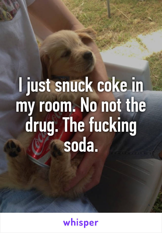 I just snuck coke in my room. No not the drug. The fucking soda.