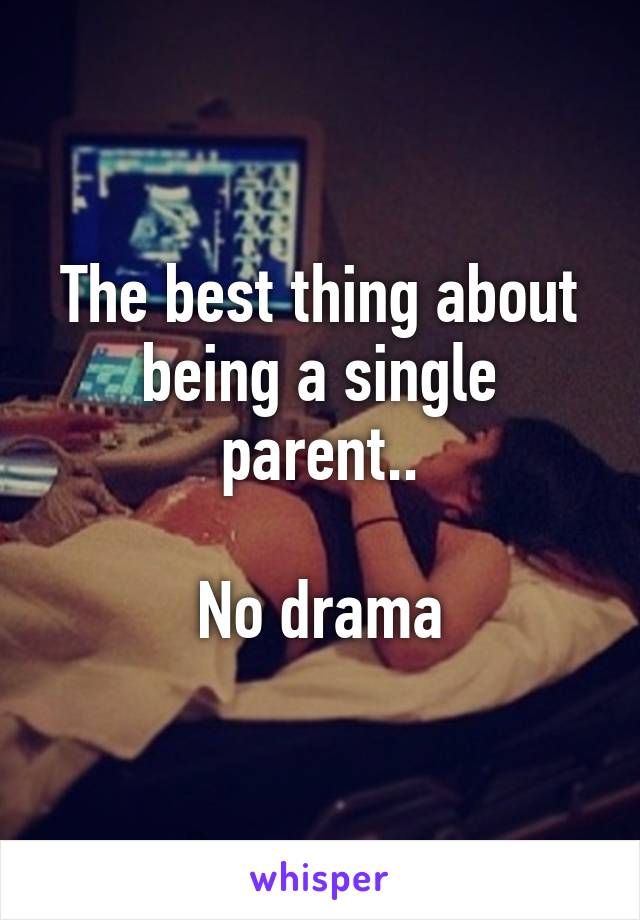 The best thing about being a single parent..

No drama