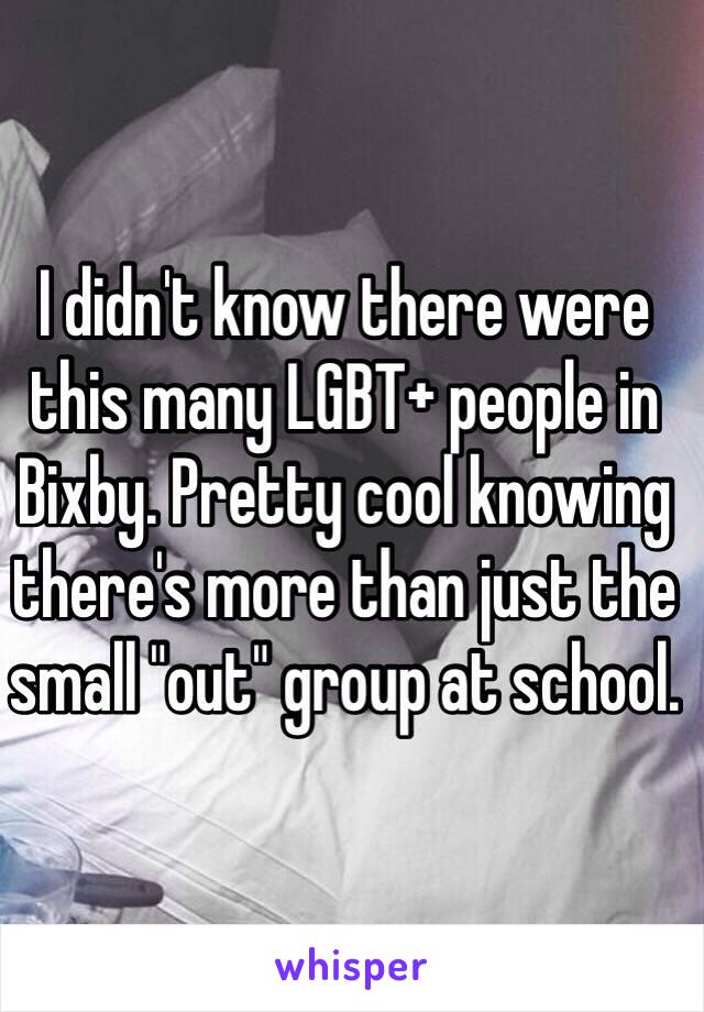 I didn't know there were this many LGBT+ people in Bixby. Pretty cool knowing there's more than just the small "out" group at school.