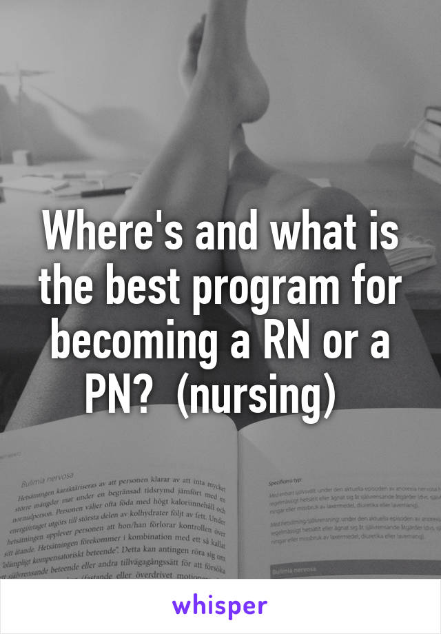 Where's and what is the best program for becoming a RN or a PN?  (nursing)  