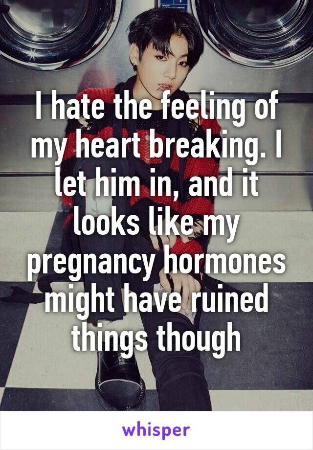 I hate the feeling of my heart breaking. I let him in, and it looks like my pregnancy hormones might have ruined things though