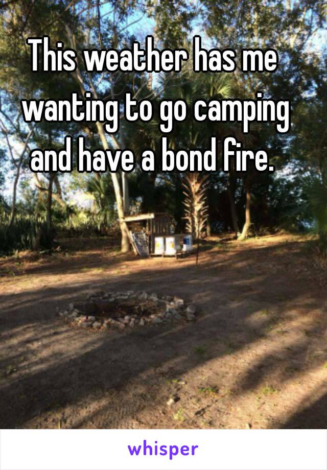 This weather has me wanting to go camping and have a bond fire. 