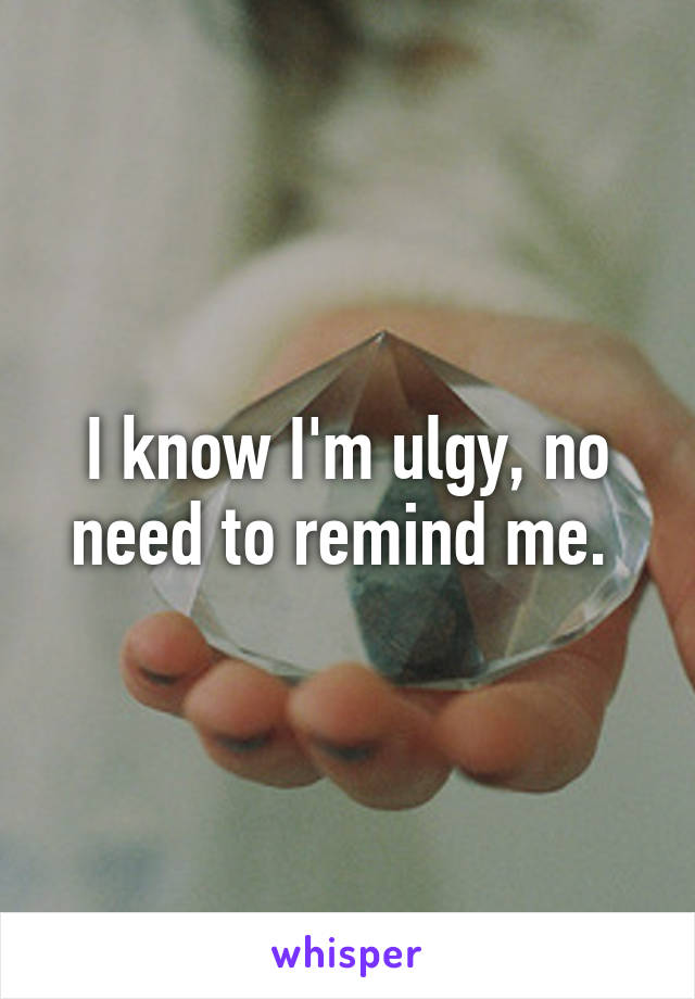 I know I'm ulgy, no need to remind me. 