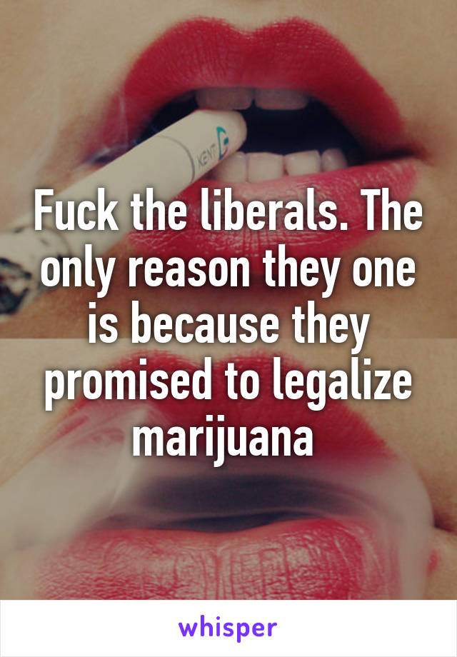 Fuck the liberals. The only reason they one is because they promised to legalize marijuana 