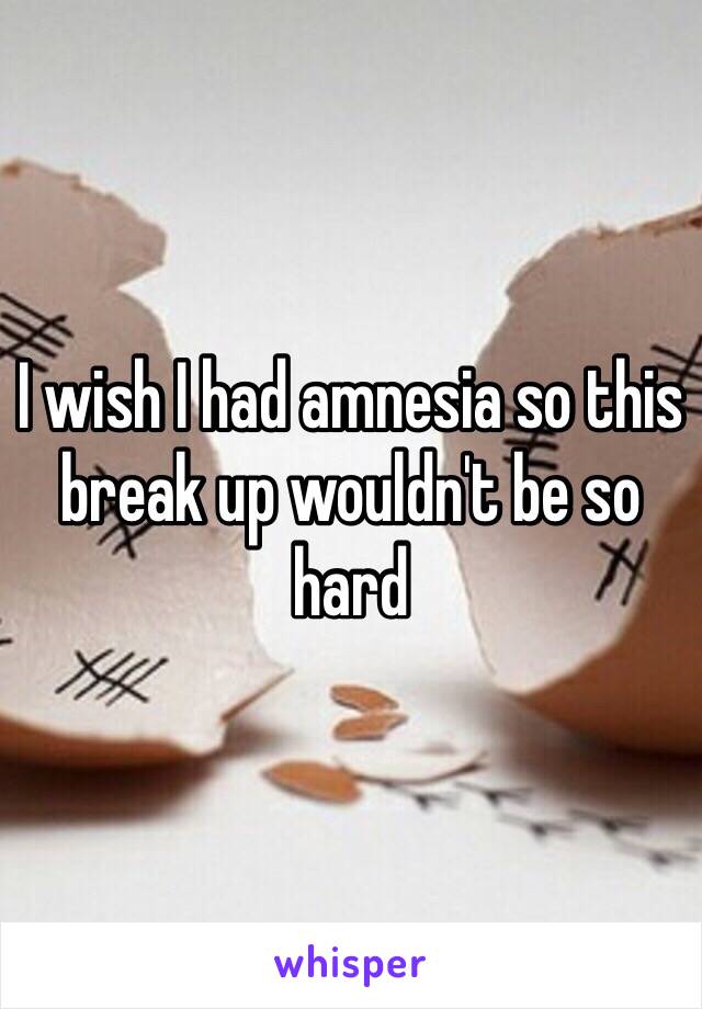 I wish I had amnesia so this break up wouldn't be so hard 