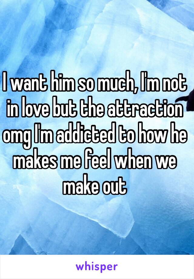 I want him so much, I'm not in love but the attraction omg I'm addicted to how he makes me feel when we make out