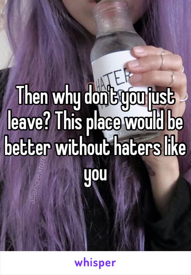 Then why don't you just leave? This place would be better without haters like you