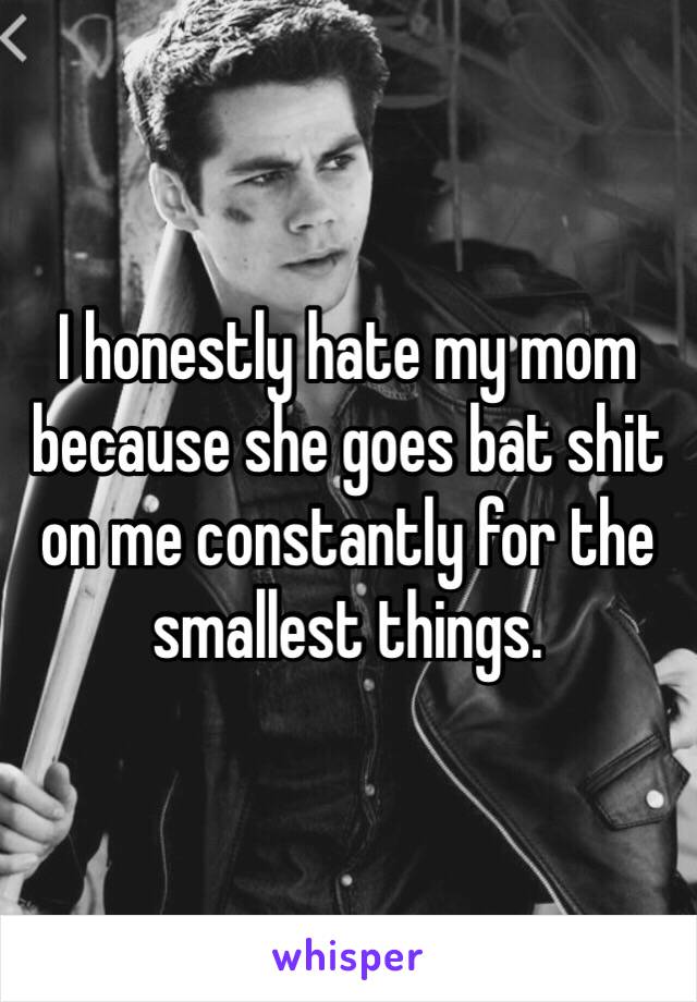 I honestly hate my mom because she goes bat shit on me constantly for the smallest things.