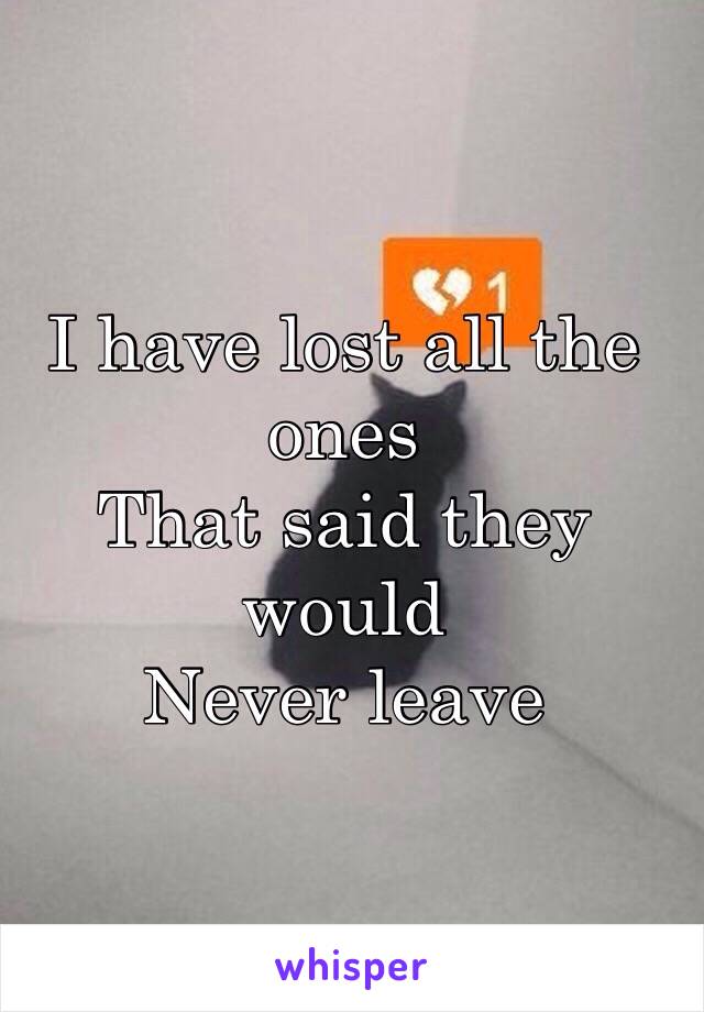 I have lost all the ones 
That said they would 
Never leave 