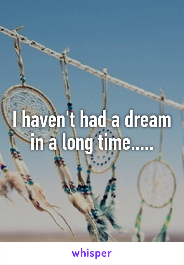 I haven't had a dream in a long time.....