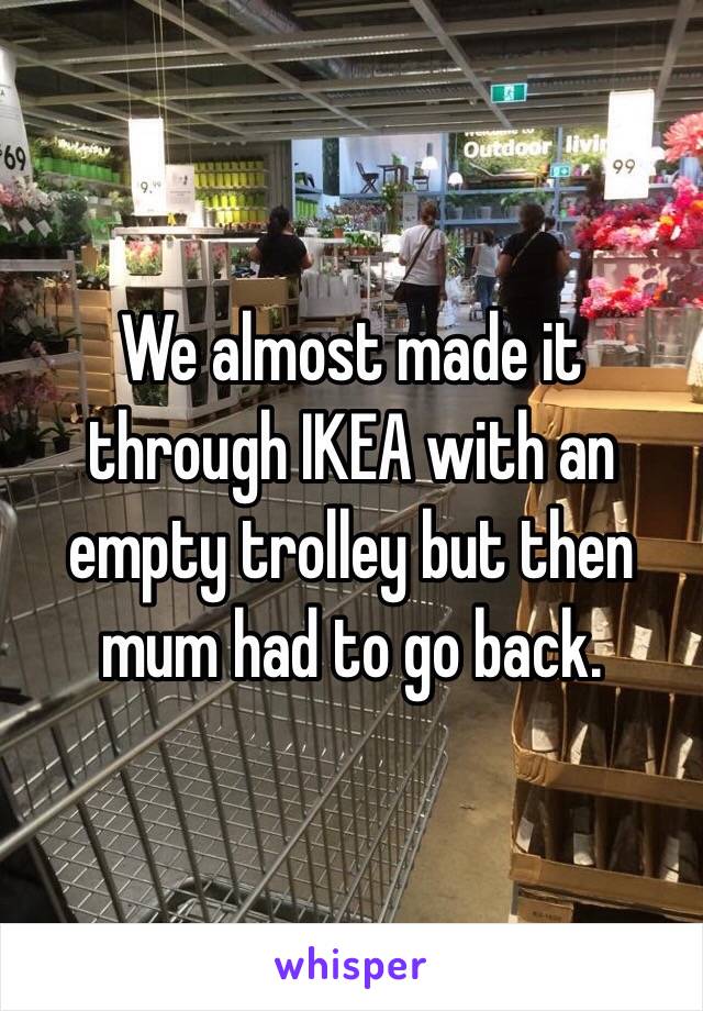 We almost made it through IKEA with an empty trolley but then mum had to go back. 