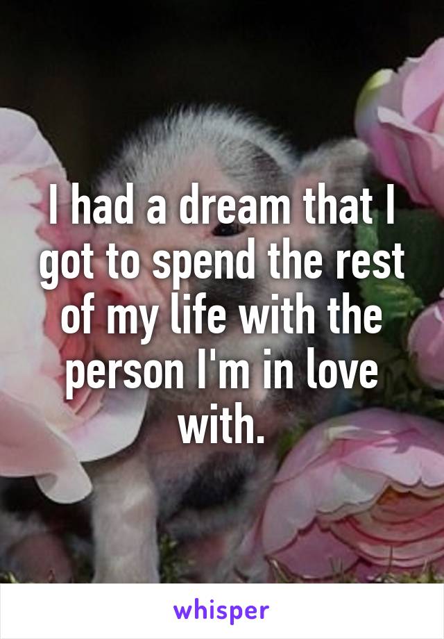 I had a dream that I got to spend the rest of my life with the person I'm in love with.