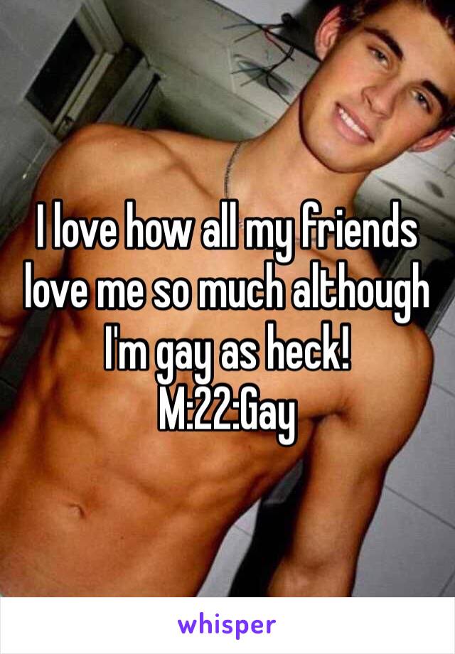 I love how all my friends love me so much although I'm gay as heck!
M:22:Gay