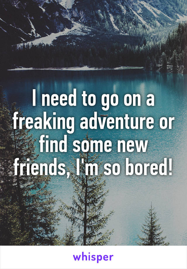 I need to go on a freaking adventure or find some new friends, I'm so bored!