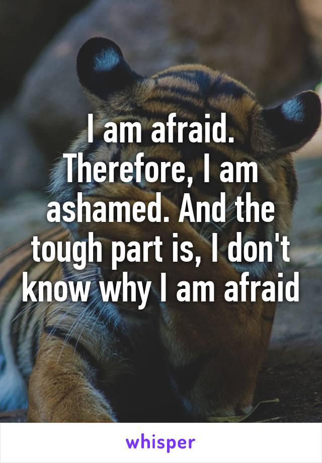 I am afraid. Therefore, I am ashamed. And the tough part is, I don't know why I am afraid 