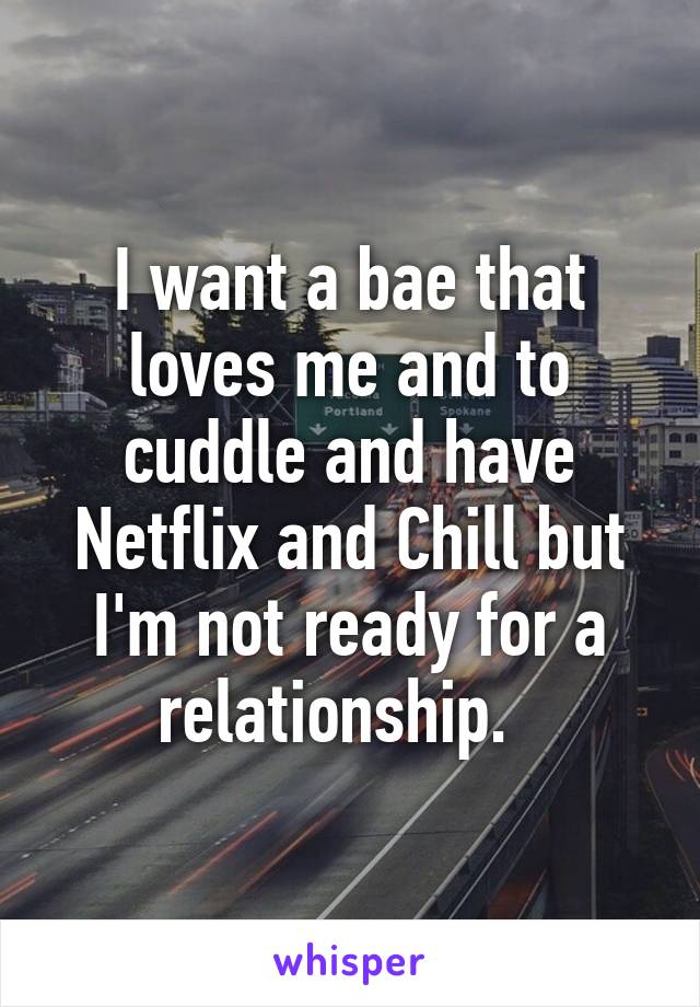 I want a bae that loves me and to cuddle and have Netflix and Chill but I'm not ready for a relationship.  