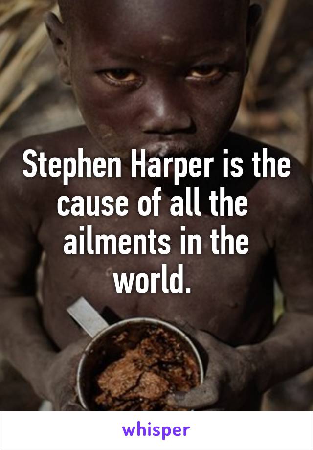 Stephen Harper is the cause of all the  ailments in the world. 