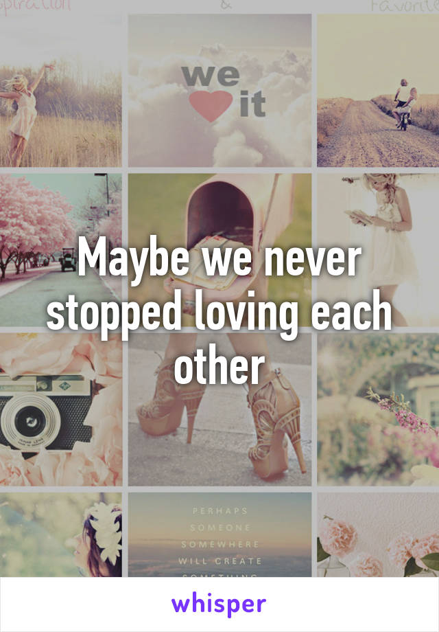 Maybe we never stopped loving each other