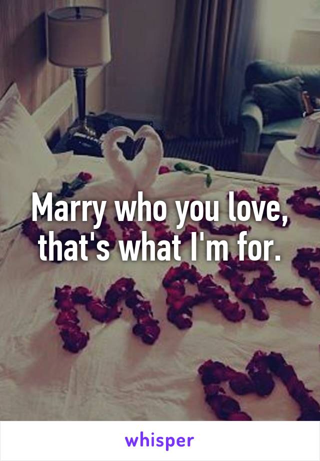 Marry who you love, that's what I'm for.