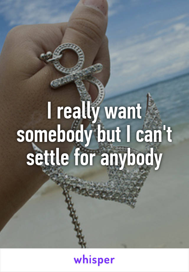 I really want somebody but I can't settle for anybody