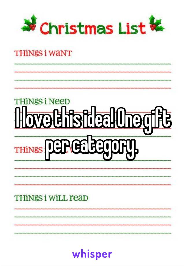 I love this idea! One gift per category. 