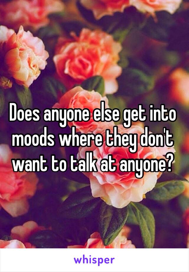 Does anyone else get into moods where they don't want to talk at anyone?