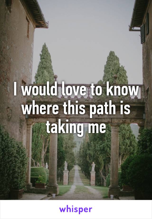 I would love to know where this path is taking me