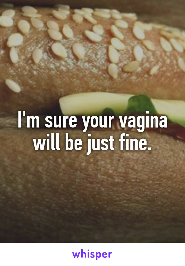 I'm sure your vagina will be just fine.