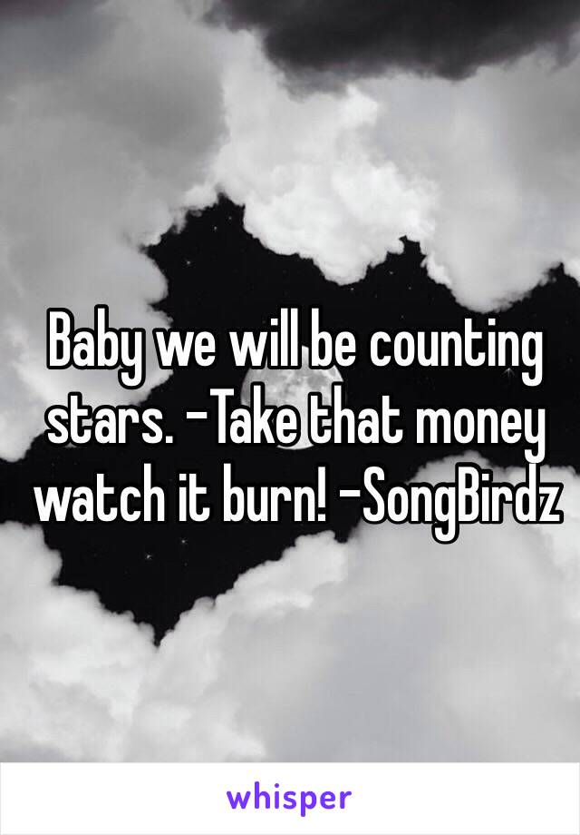 Baby we will be counting stars. -Take that money watch it burn! -SongBirdz