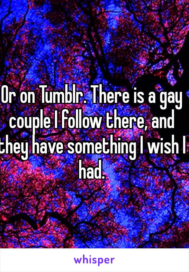 Or on Tumblr. There is a gay couple I follow there, and they have something I wish I had.